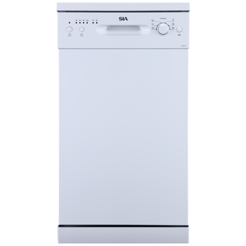 45cm White Freestanding Dishwasher, 9 Places - SIA SFSD45W