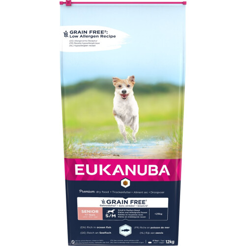 Eukanuba Grain Free Senior Small Medium Breed, Ocean Fish - Dry Dog 