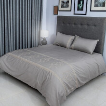 Flax Linen Priscilla Design Duvet Cover Set Gold ( Double )