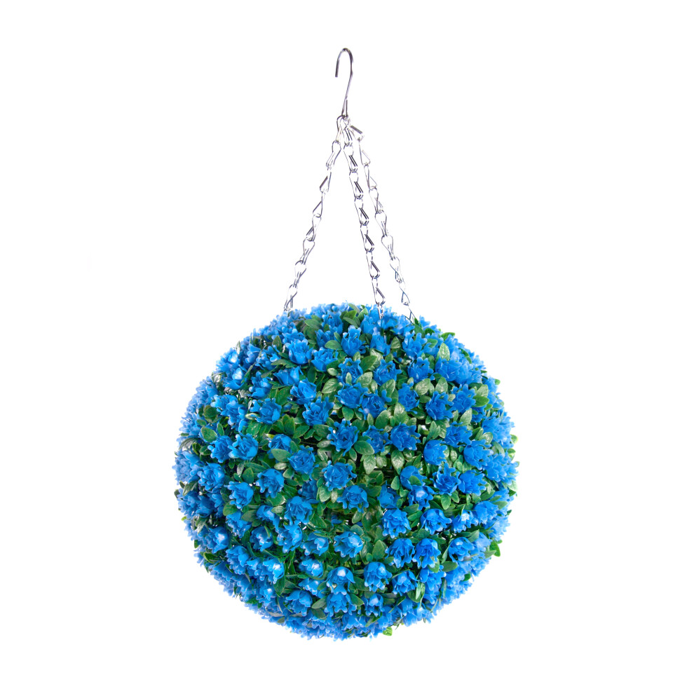 Pair of Best Artificial  28cm Blue Rose Hanging Basket Flower Ball