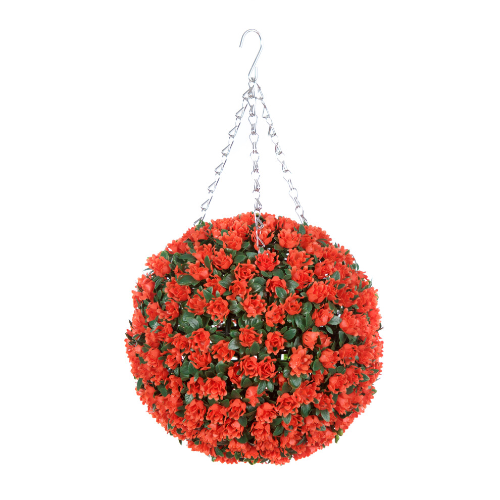 Pair of Best Artificial  28cm Orange Rose Hanging Basket Flower Ball