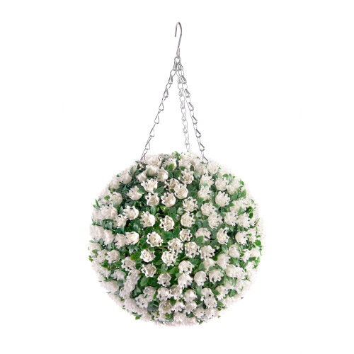 Pair of Best Artificial 28cm White Ivory Rose Hanging Flower Ball