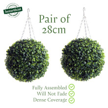 Pair of Best Artificial 28cm Green Boxwood Hanging Basket Topiary Ball