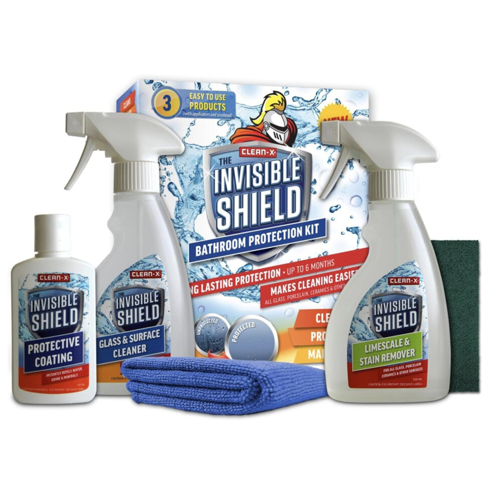 Bathroom Cleaner Kit Limescale Remover Glass Spray Invisible Shield