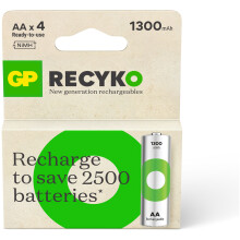 GP batterijlader - 201213 - GP - ReCyko NiMH 130AAHCE oplaadbare batterijen, 4-pack