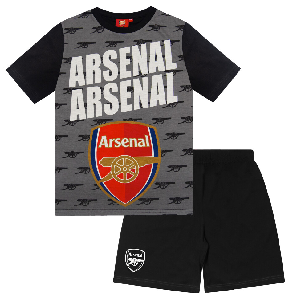 (Black Text, 12-13 Years) Arsenal FC Boys Pyjamas Short Toddler Kids OFFICIAL Football Gift