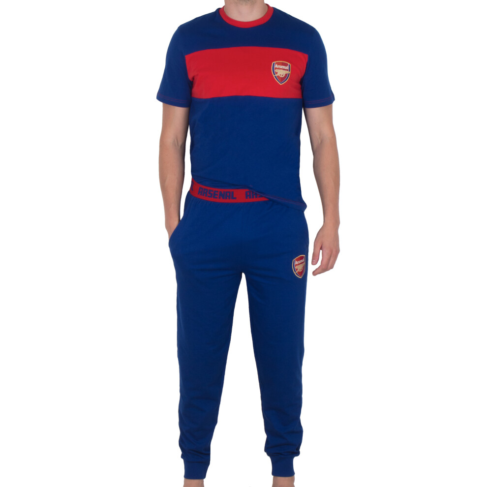 (Navy/Red, Large) Arsenal FC Mens Pyjamas Long Premium Set OFFICIAL Football Gift
