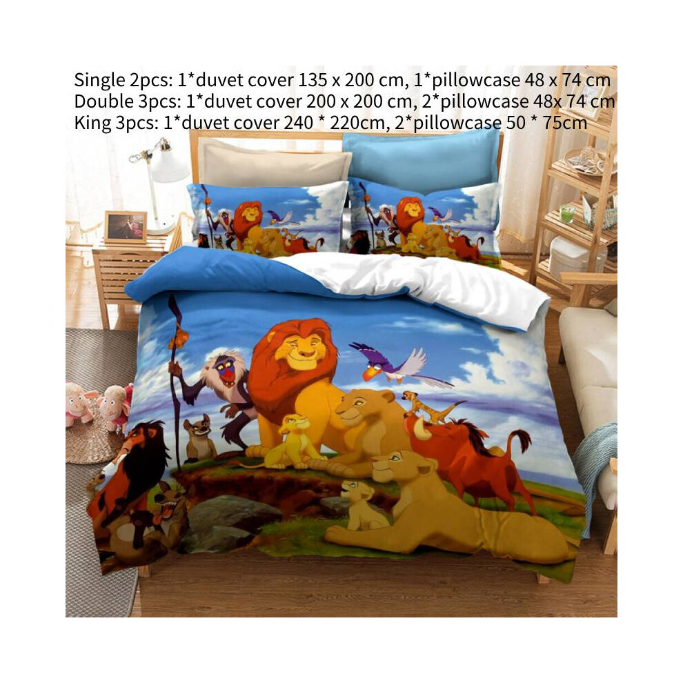 (Double) The King Simba Lion Bedding Single Double And King Duvet Cover Polyester Fiber