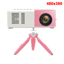 (Pink tripod) Projector 1000 lumens HDMI USB Mini LED Projector Home Media Player