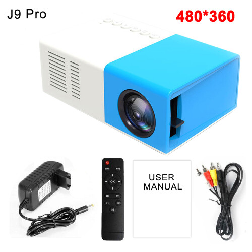 (Blue) Projector 1000 lumens HDMI USB Mini LED Projector Home Media Player