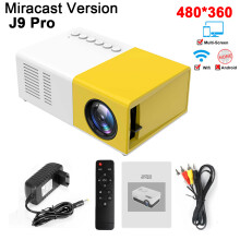(Yellow Miracast) Projector 1000 lumens HDMI USB Mini LED Projector Home Media Player