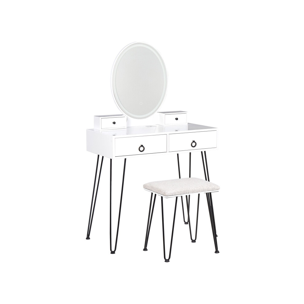 Dressing Table with Mirror and Stool SOYE LED White
