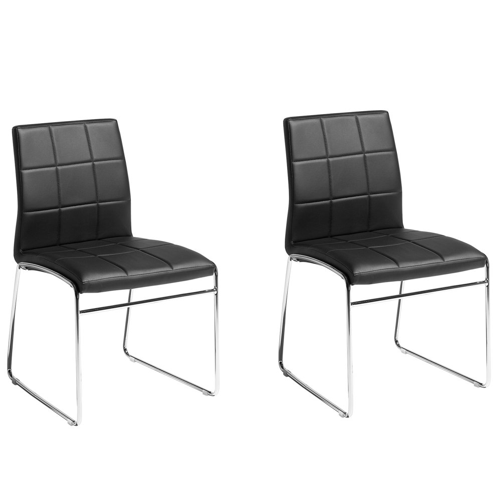 Set of 2 Conference Chairs KIRON Faux Leather Black
