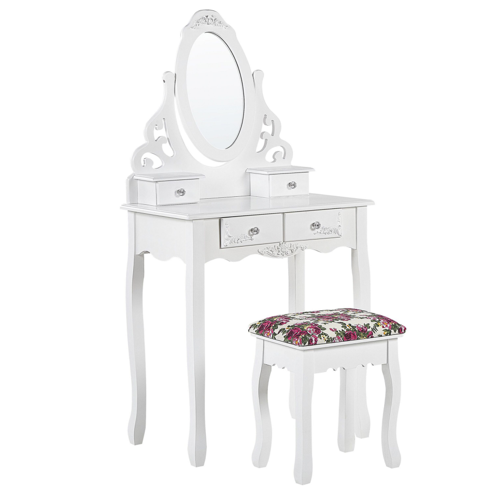 Dressing Table with Mirror and Stool AMOUR White