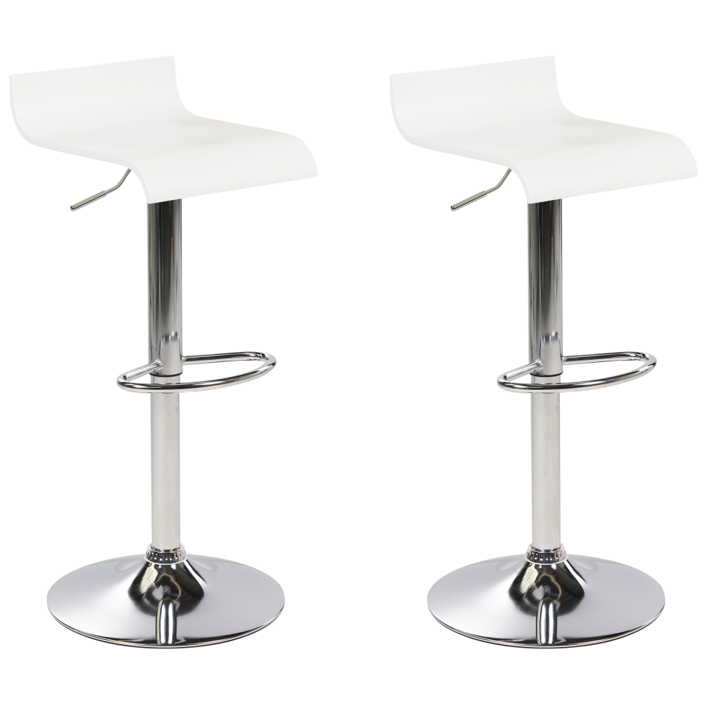 Set of 2 Bar Chairs VALENCIA Swivel White