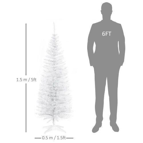 Homcom HOMCOM 5FT Pencil Artificial Christmas Tree with Solid Stand Tips White 1