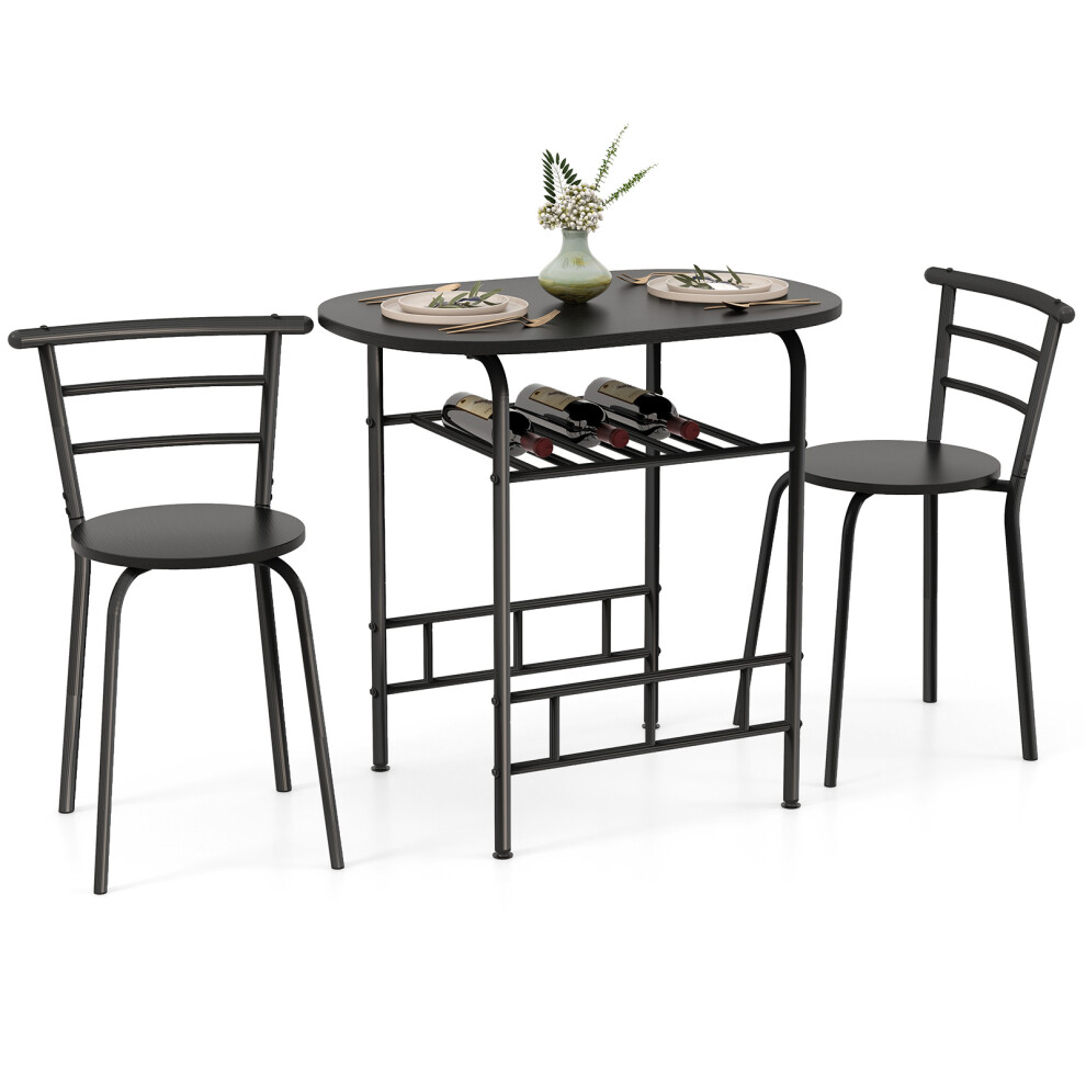 3-Piece Dining Table Set Kitchen Table & Chairs w/ Wood Grain Tabletop