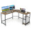 Costway L-Shaped Desk W/ 2-Teir Storage Shelf  Metal Frame & Solid Footrest 1