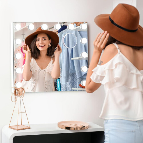 Dripex Hollywood Vanity Mirror with 14 Dimmable LED Bulbs 50×42cm 2