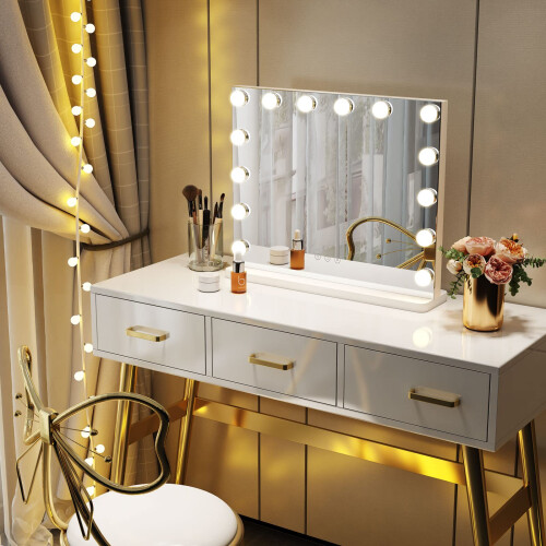 Dripex Hollywood Vanity Mirror with 14 Dimmable LED Bulbs 50×42cm 1