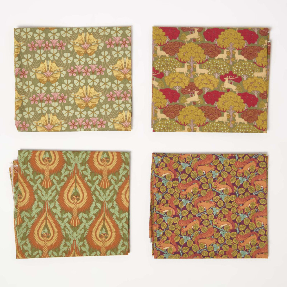 Homescapes (Green) Set Of 4 Art Deco Fat Quarters Fabric Bundles Green