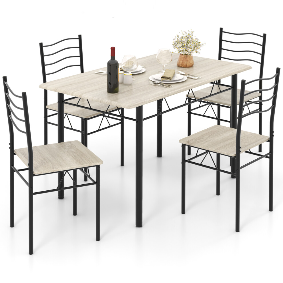 5 PCS Dining Table Set Counter Height Table w/  Rectangular Tabletop