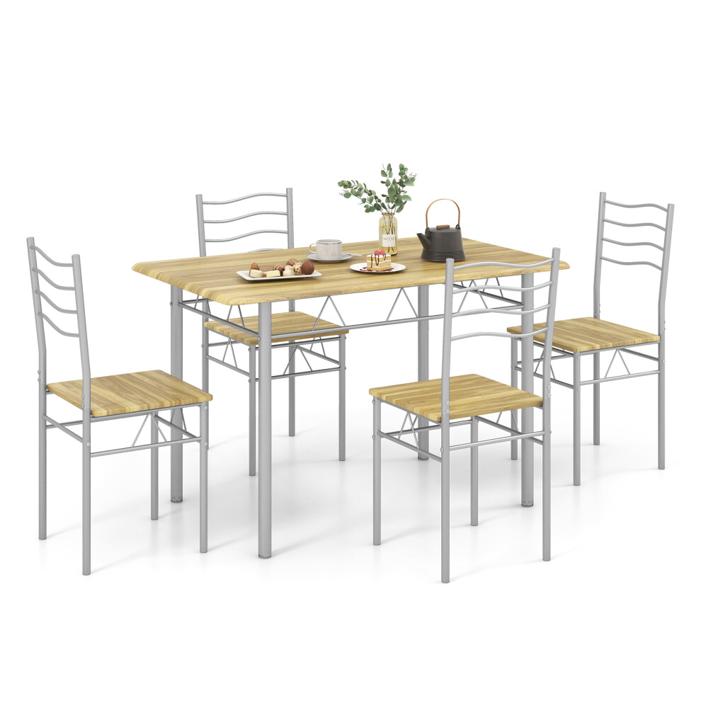 5 PCS Dining Table Set Counter Height Table w/  Rectangular Tabletop