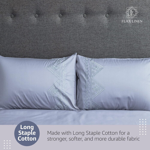 Flax Linen Triangle Design Duvet Cover set Silver ( King ) 2