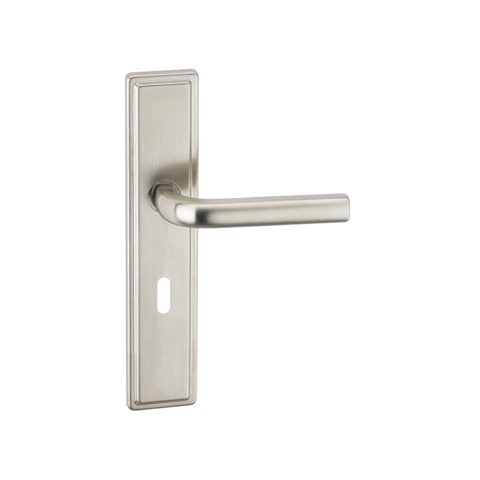 (Satin Nickel Keyhole) Metal Lever Latch Door Handle Set Round Rose