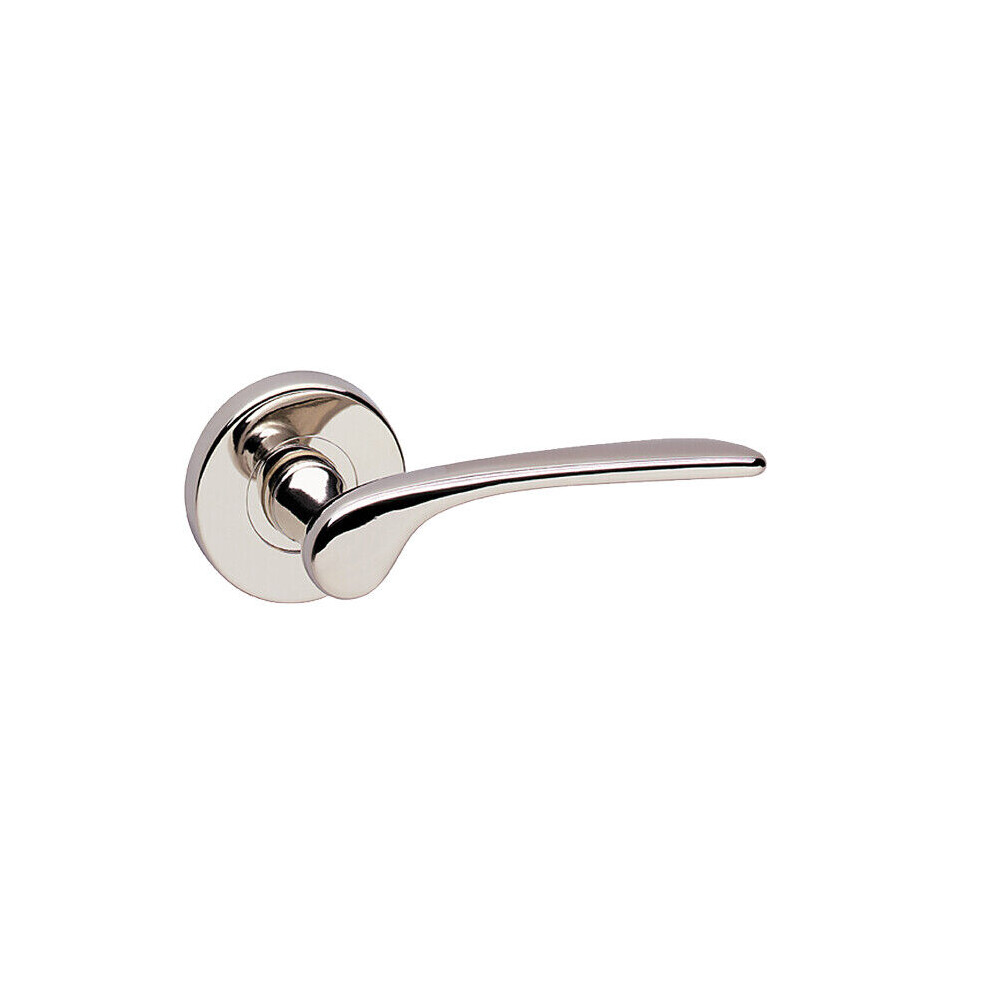 (Polished Nickel Rose) Como Metal Lever Latch Door Handles Set Round Rose