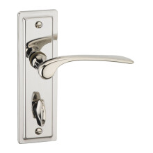 (Polished Nickel Bathroom) Como Metal Lever Latch Door Handles Set Round Rose