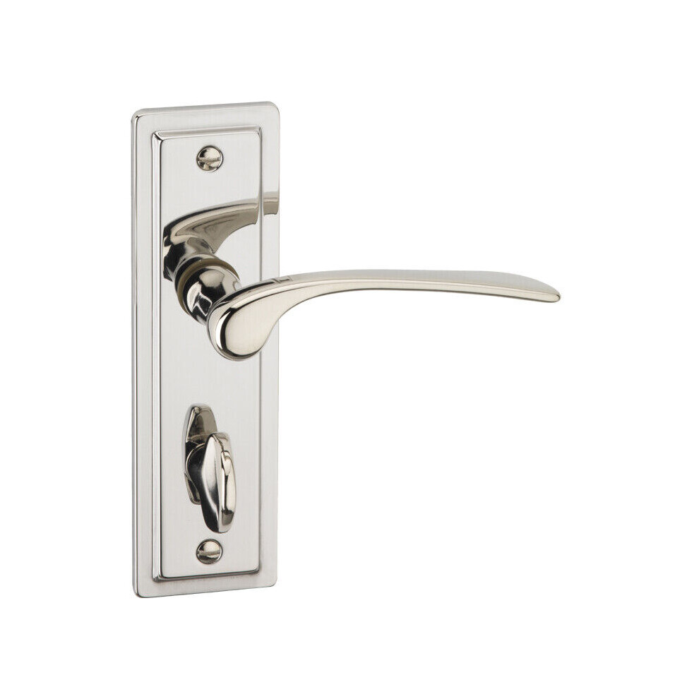 (Polished Nickel Bathroom) Como Metal Lever Latch Door Handles Set Round Rose