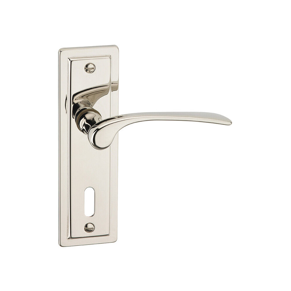 (Satin Nickel Keyhole) Como Metal Lever Latch Door Handles Set Round Rose