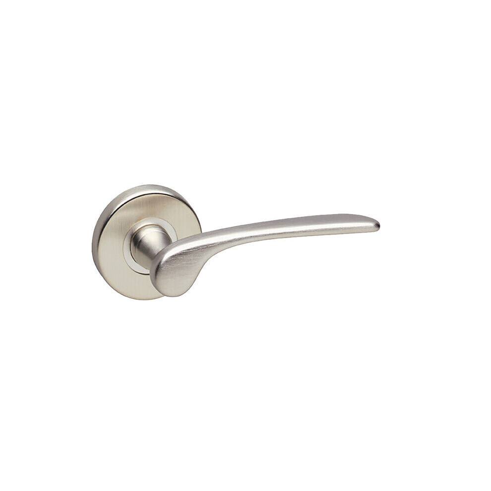 (Satin Nickel Rose) Como Metal Lever Latch Door Handles Set Round Rose