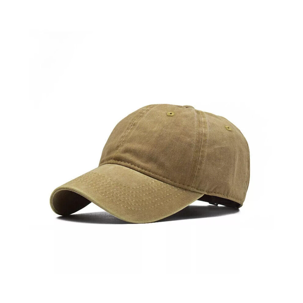 (Khaki) UK Mens Denim Baseball Caps Golf Sports Peak Cap Womens Adjustable Summer Hat-image-OPC-PDYKFW2-NEW