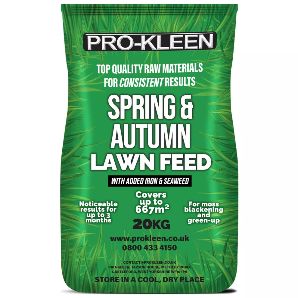 ProKleen Spring & Autumn Lawn Feed Grass Greening Granules Fertiliser 20KG - Image 3
