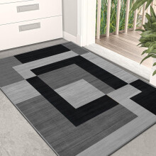 (60x110 cm, MILO BLACK GREY) Non-Slip Area Rugs Printed Geometric Carpets Hallway Runner
