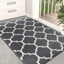 (60x110 cm, AVA GREY) Non-Slip Area Rugs Printed Geometric Carpets Hallway Runner