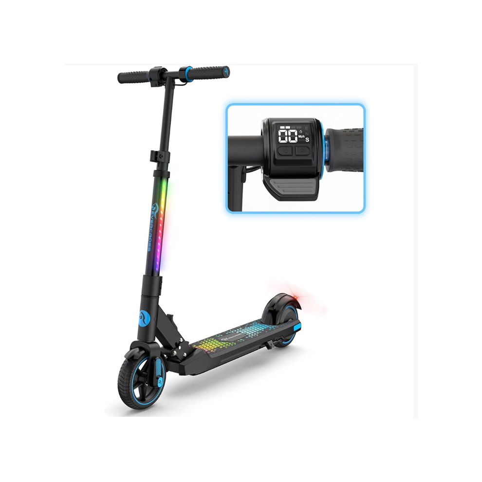 EVERCROSS EV06C Electric Scooter, Foldable Electric Scooter for Kids Ages 6-12, Up to 9.3 MPH & 5 Miles, LED Display, Colorful LED Lights, ..