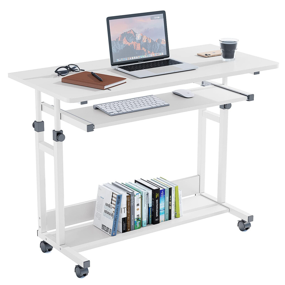 (White) Mobile Portable Computer Desk Office Desk