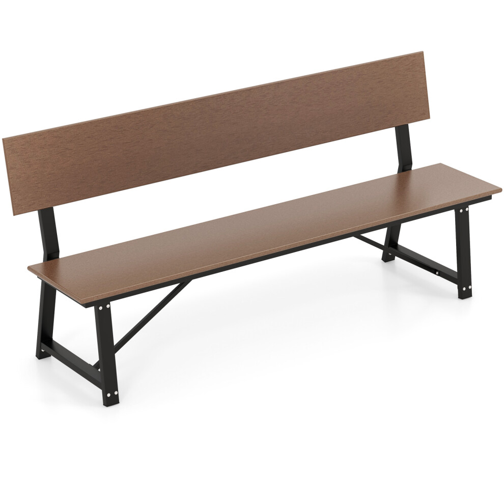 183cm Outdoor 4-Person Bench  Bench w/ Weatherproof Backrest & Seat