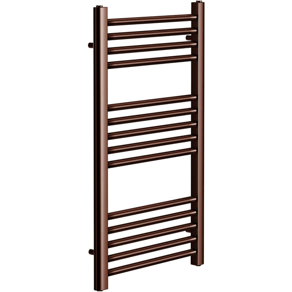 Greened House Brushed Bronze Straight Heated Towel Rail Flat Central Heating Towel Radiator (500mm W x 800mm H)