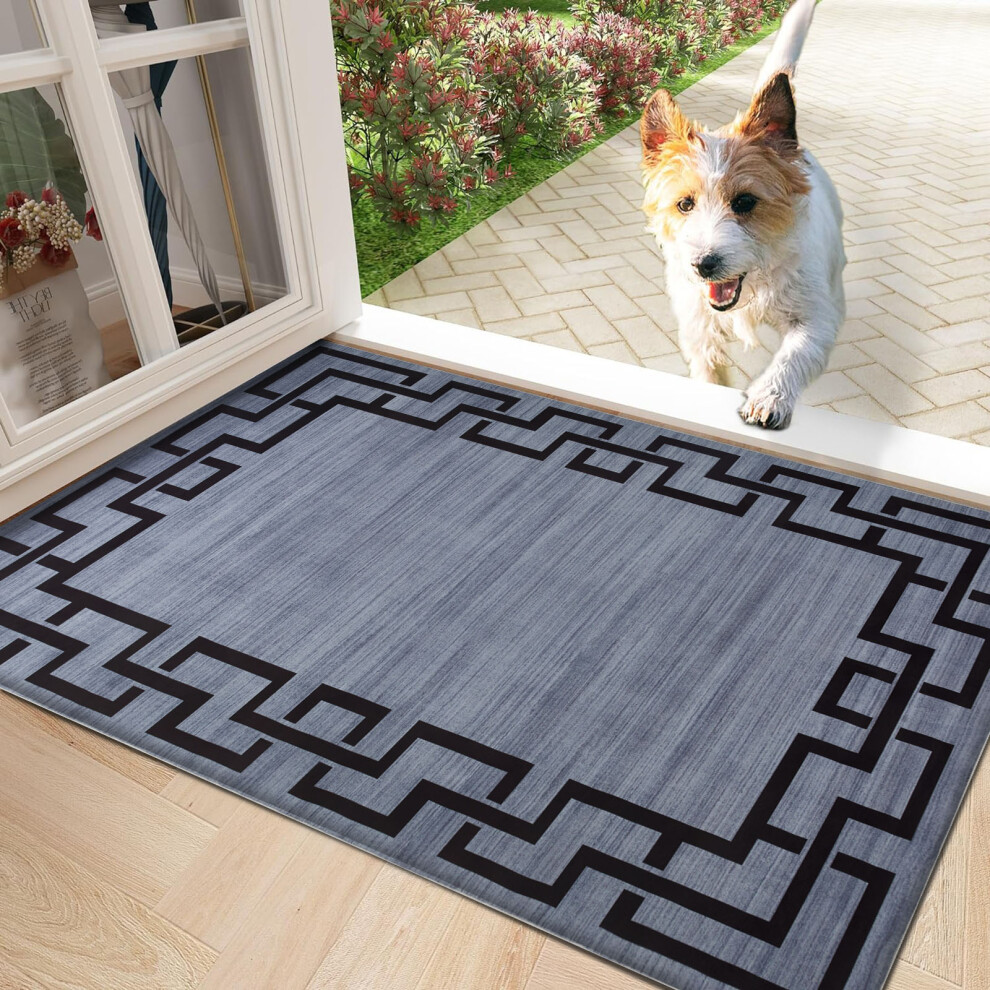 (NICO, 40cm x 60cm ( 1 ft 4" x 2 ft)- Small Door Mat) Non Slip Area Rugs Printed Geometric Carpets Mats