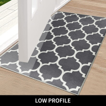 (AVA GREY, 60cm x 220cm (2ft x 7ft 7")- Runner Rug) Non Slip Area Rugs Printed Geometric Carpets Mats