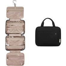 BAGSMART Hanging Toiletry Bag Travel Large Wash Bag Womens Make Up Bag Clear for Full Sized Container, Black