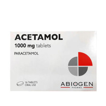 Acetamol 1000mg Tab 16s (8x2 Blister) Antipyretic, Pain Relief, Fever Reducer