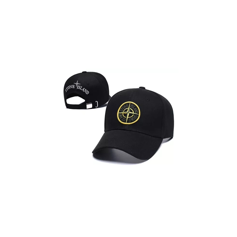(Black with Yellow logo) Stone island Baseball Cap One Size Good Fit Uk Unisex Hat Adjustable