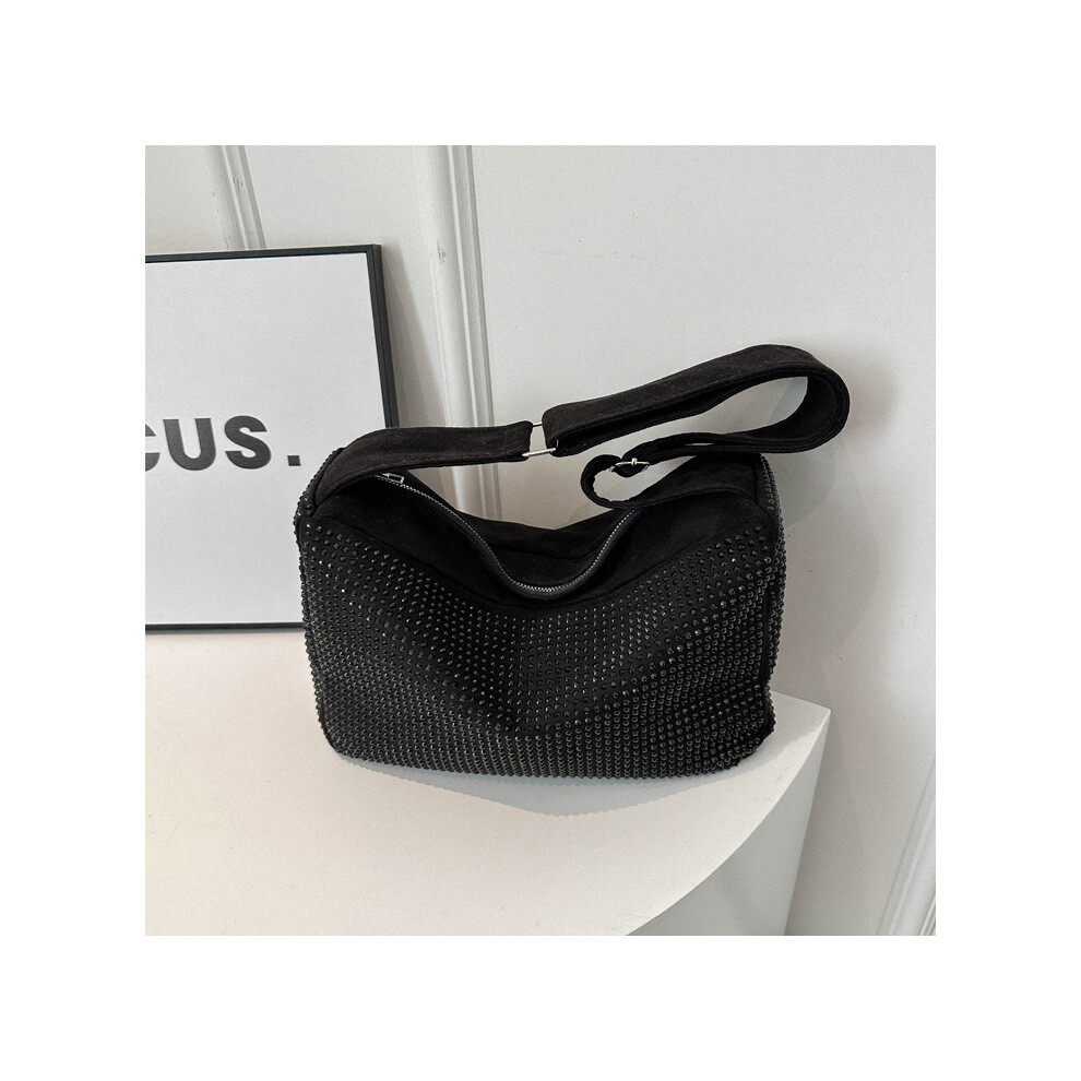 (Black) Large Capacity Single Shoulder Crossbody Bag Fashion Simple Exquisite Girl Style