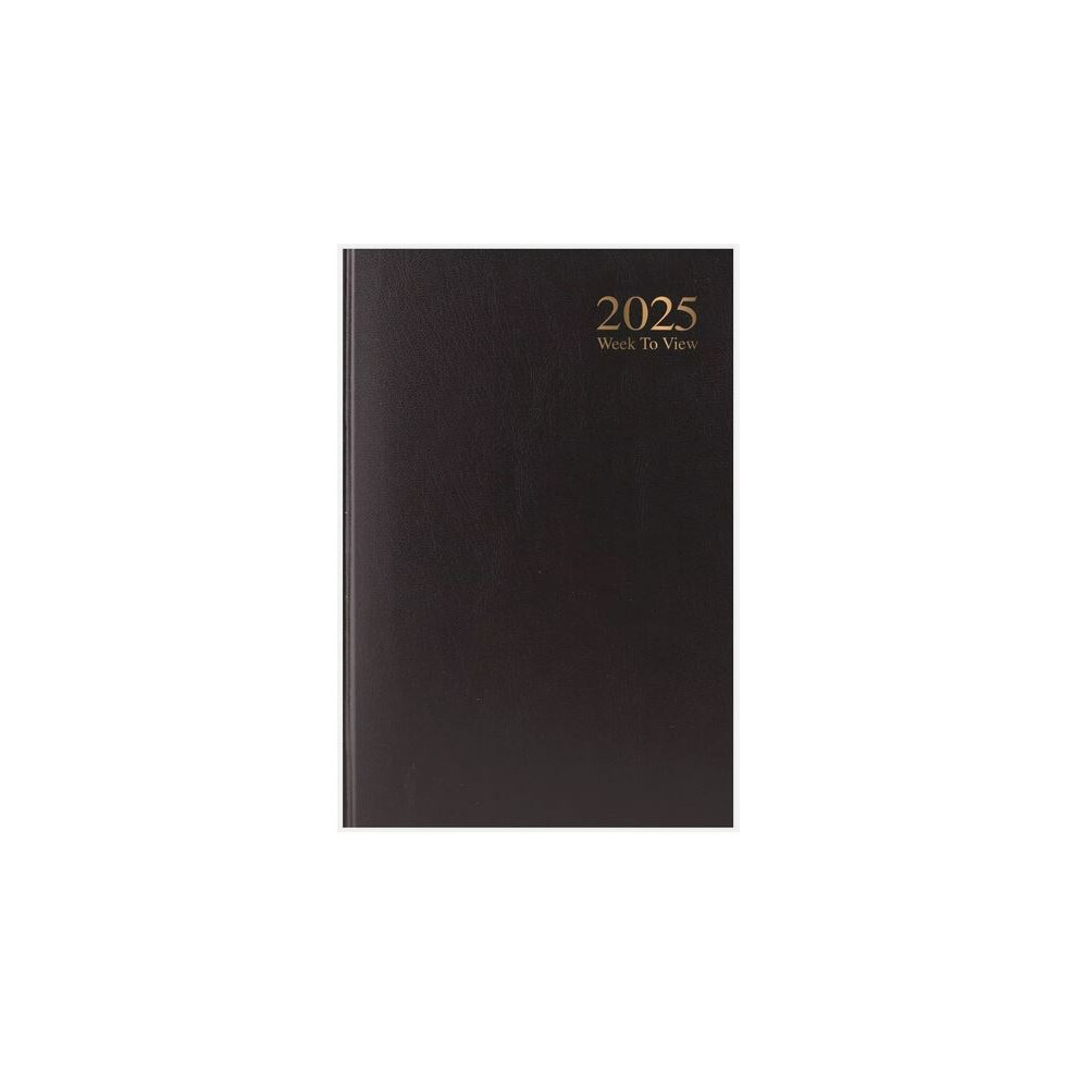 2025 Black A5 Week To View Diary Hardback Personal Organiser Casebound