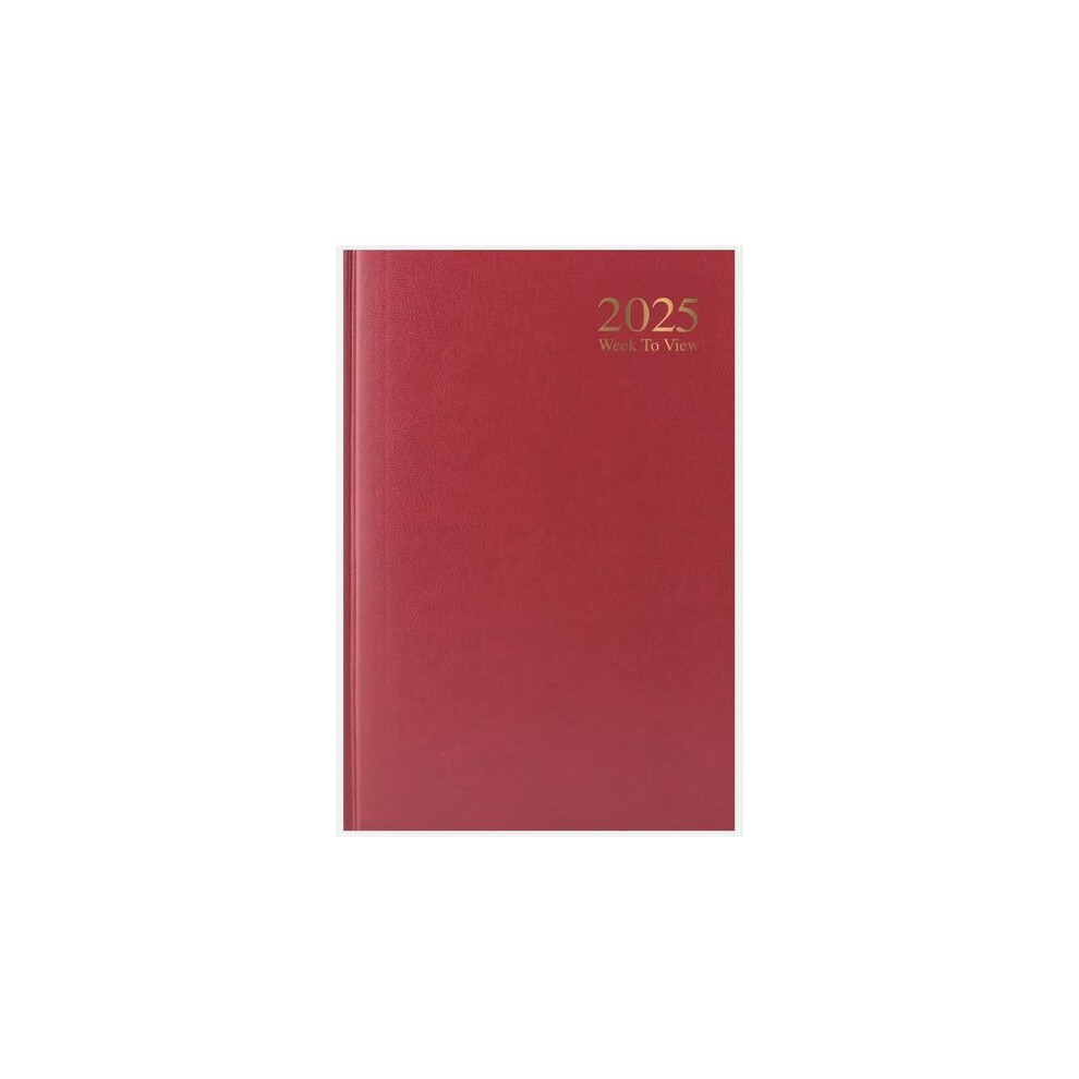 2025 Red A5 Week To View Diary Hardback Personal Organiser Casebound